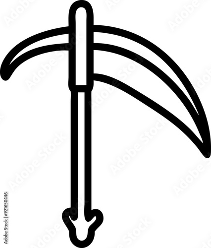 halloween scythe icon - grim reaper symbol, death, harvest, scary, spooky
