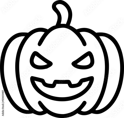 halloween pumpkin with evil grin illustration - scary jack-o-lantern with glowing eyes