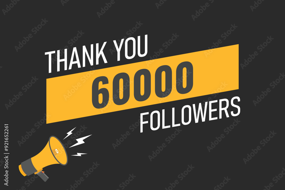 60000 OR 60k followers celebration. Thank you 60000 followers congratulation template banner. banner for social 60k friends and followers. celebrate subscribers and followers.
60000 OR 60k followers celebration. Thank you 60000 followers congratulation template banner. banner for social 60k friends and followers. celebrate subscribers and followers.