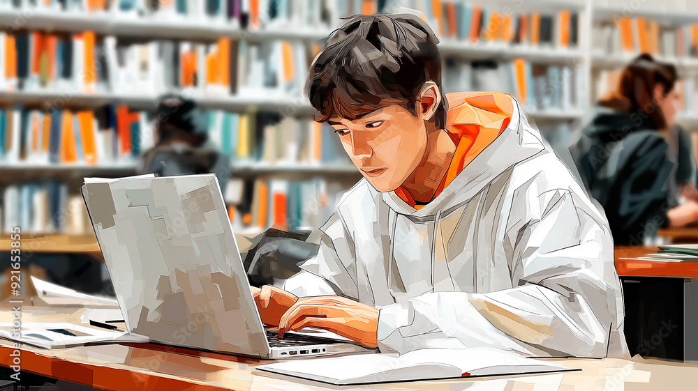 boy working at the laptop boy working at the laptop