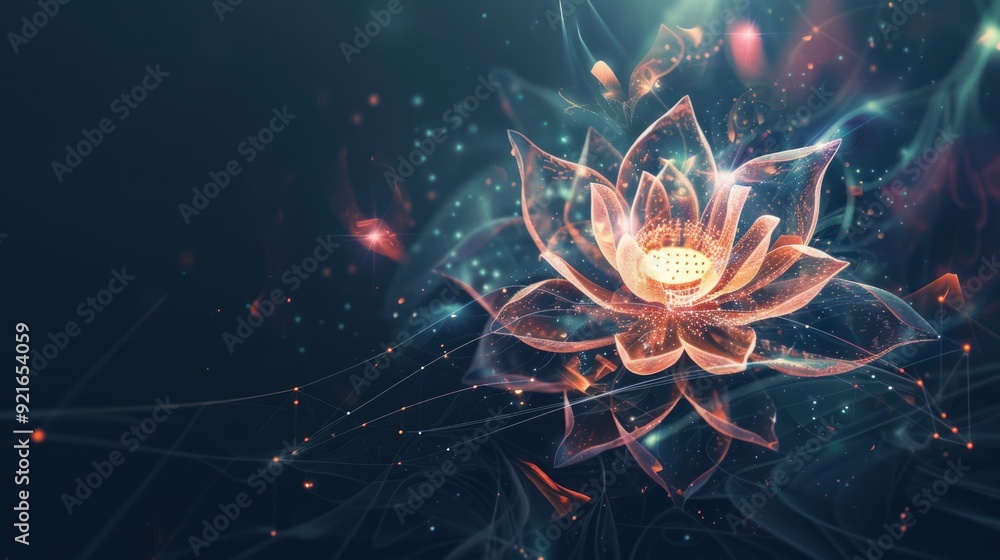 Fototapeta premium Glowing Lotus Flower in a Dreamy Setting