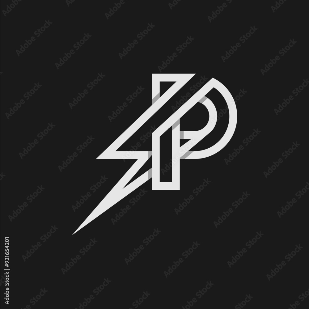 letter P electric logo, tunder bolt design logo template, vector illustration letter P electric logo, tunder bolt design logo template, vector illustration