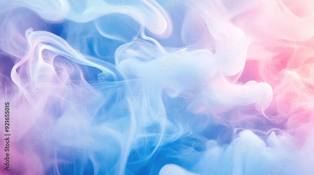 Fototapeta premium Abstract colorful smoke swirl with blue, white and pink tones