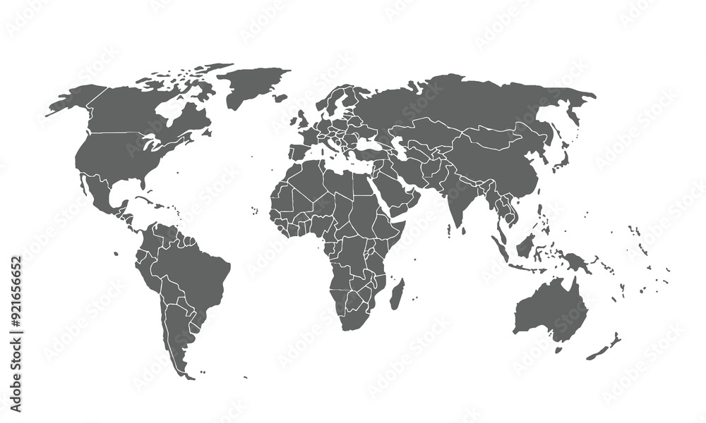World map isolated on white background. for website layouts, background, education, precise, customizable, Travel worldwide, map silhouette backdrop, earth geography, political, reports. World map isolated on white background. for website layouts, background, education, precise, customizable, Travel worldwide, map silhouette backdrop, earth geography, political, reports.