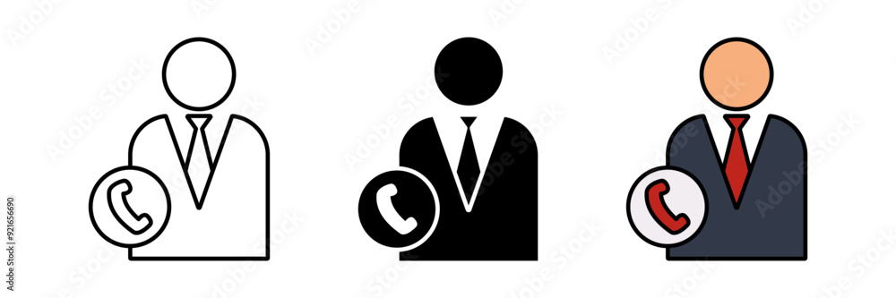 collection of businessman icons and telephone symbols. simple and modern design isolated on white background collection of businessman icons and telephone symbols. simple and modern design isolated on white background