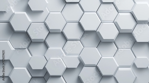 Geometric 3D hexagon pattern, soft monochrome tones, embossed design, nuanced shadows, sleek and sophisticated