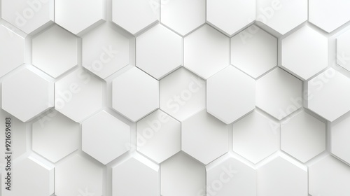 Geometric 3D hexagon pattern, soft monochrome tones, embossed design, nuanced shadows, sleek and sophisticated