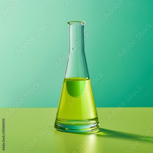 labglass conical flask narrow neck isolated on a flat background  photo