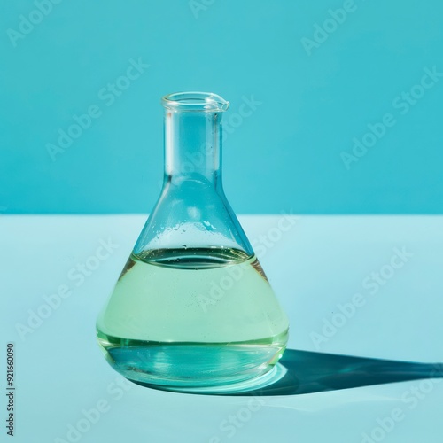 labglass conical flask narrow neck isolated on a flat background  photo