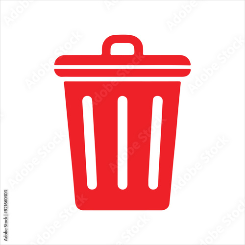 Red trash can vector icon silhouette vector illustration design on white background.