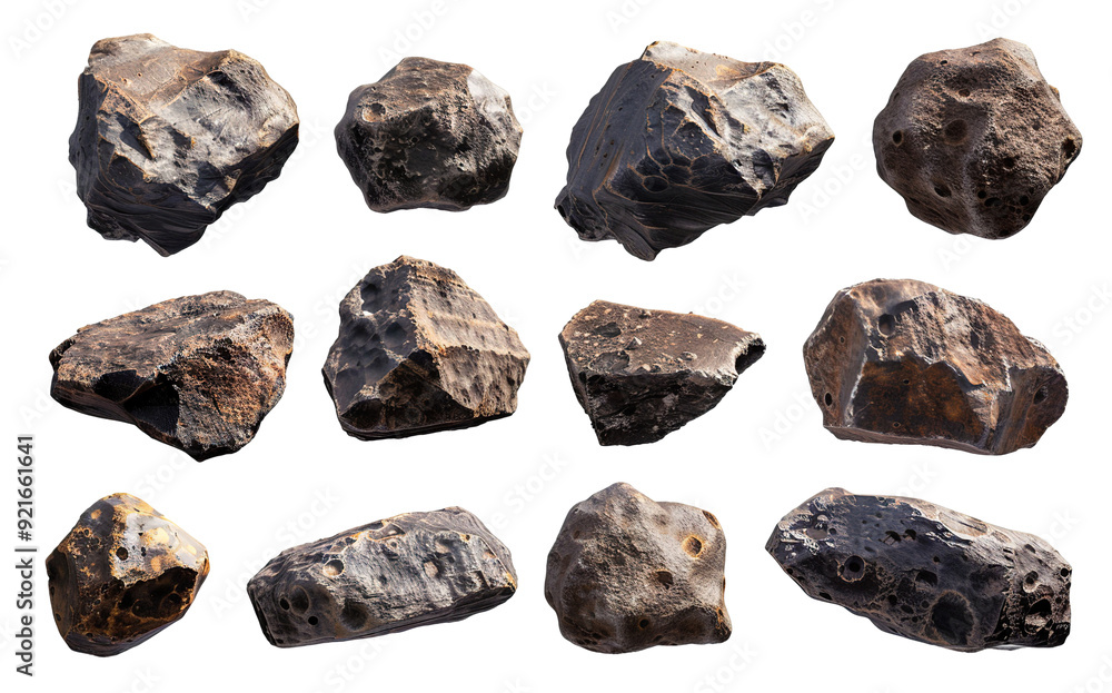 Set of asteroids, cut out Set of asteroids, cut out