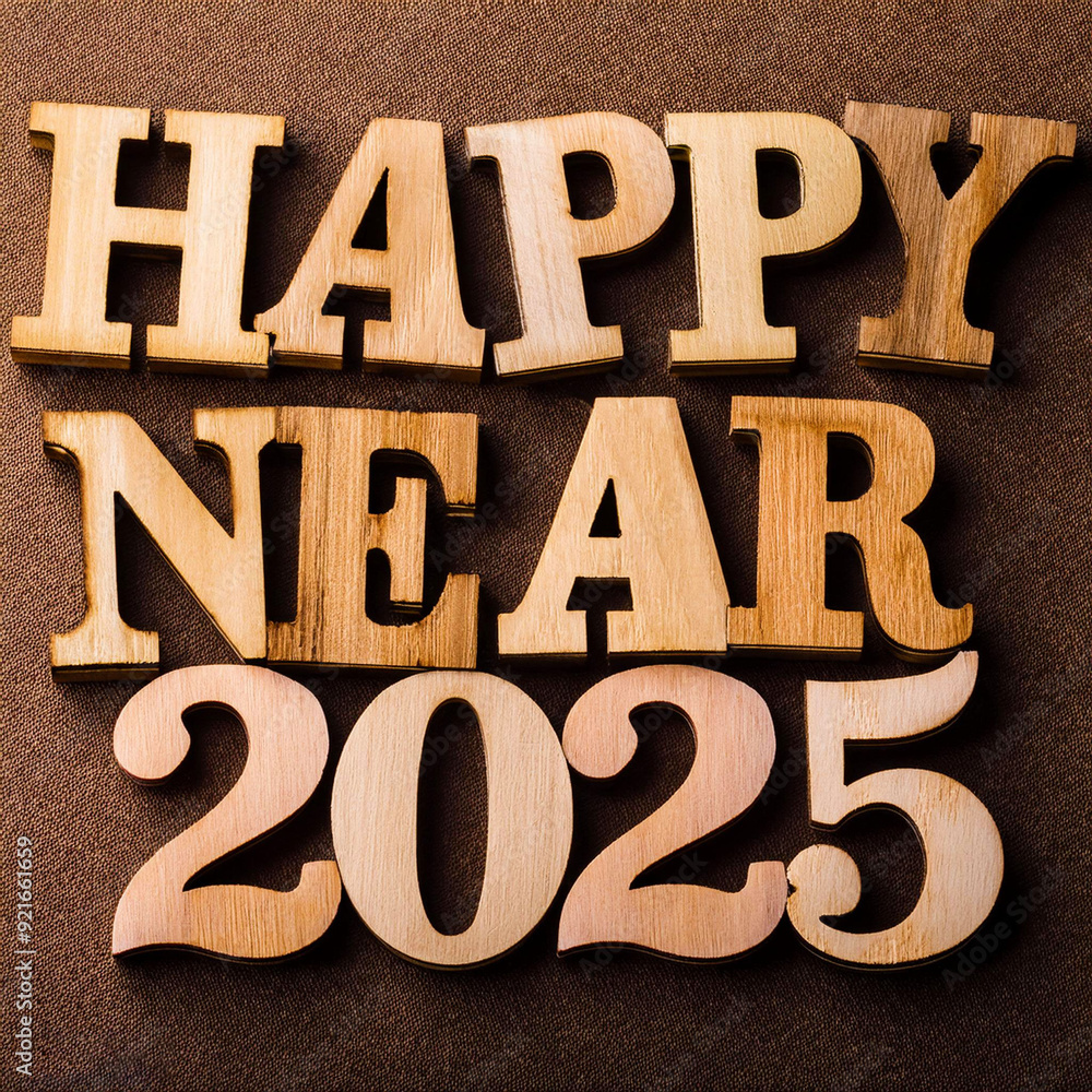 happy New Year 2025 celebration a wooden board with the words Happy New Year on it happy New Year 2025 celebration a wooden board with the words Happy New Year on it