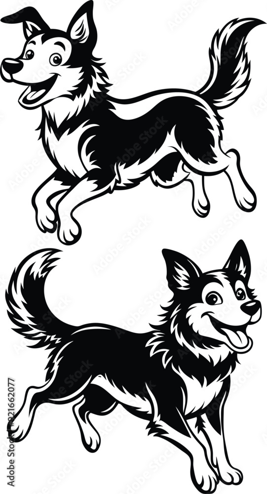 Obraz premium A joyful jumping smiling dog