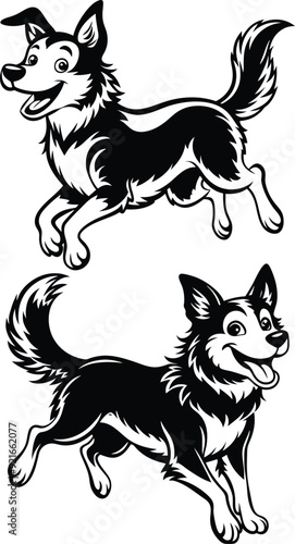 A joyful jumping smiling dog