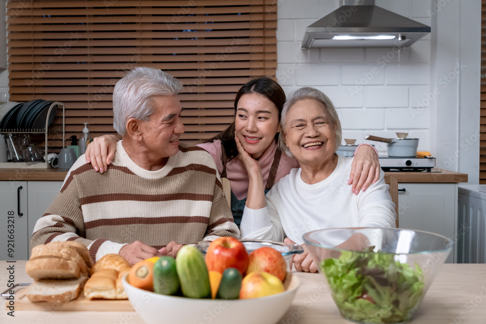 Asian lovely family having dinner enjoy eating party in house together. Asian lovely family having dinner enjoy eating party in house together.