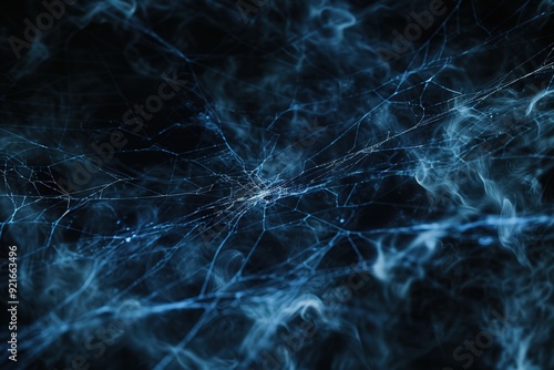 Blue neural network abstract background, digital connectivity co