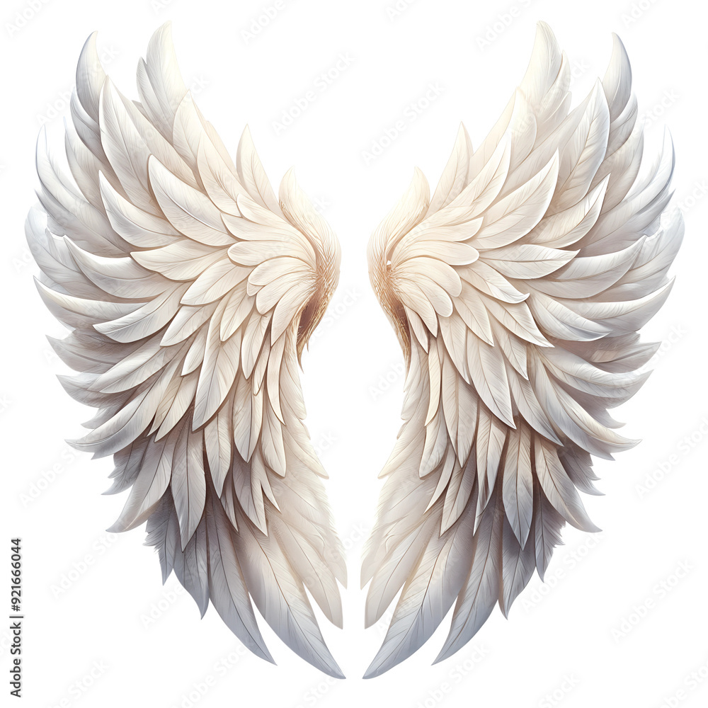 Fototapeta premium elegant white angel wings isolated on a transparent background