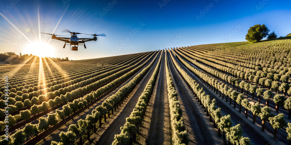 An aerial shot of a vineyard, with rows of grapevines creating patterns across the landscape An aerial shot of a vineyard, with rows of grapevines creating patterns across the landscape
