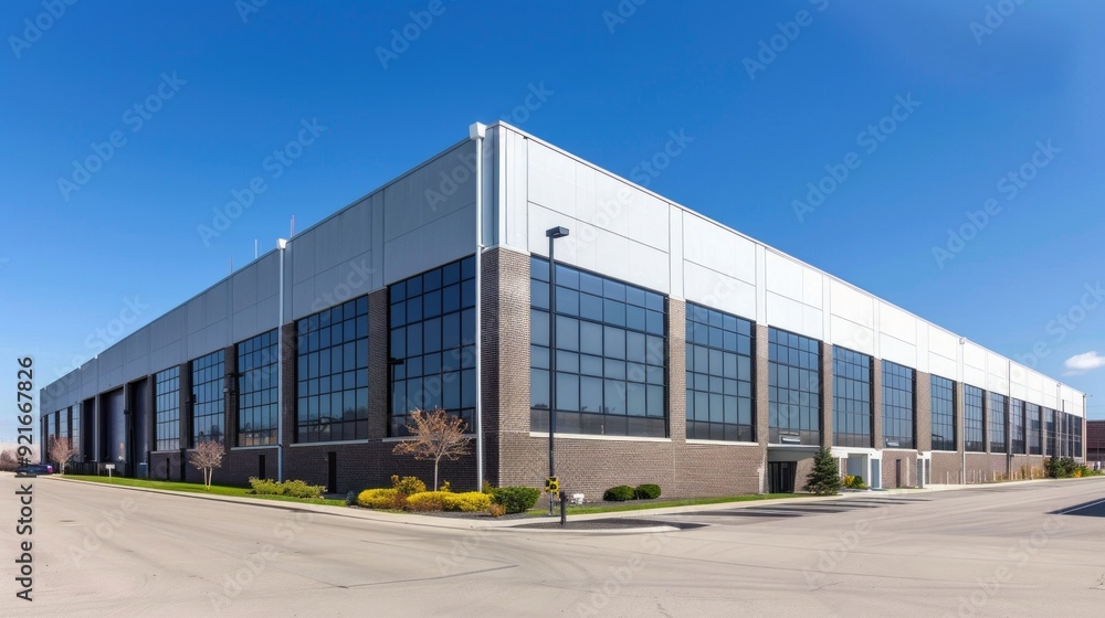 custom made wallpaper toronto digitalModern Industrial Warehouse at Sunset with Clear Sky