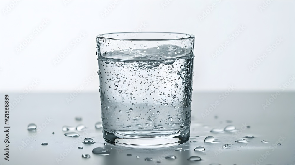 Crisp Transparent Glass of Refreshing Water on a Minimalist White Background Crisp Transparent Glass of Refreshing Water on a Minimalist White Background