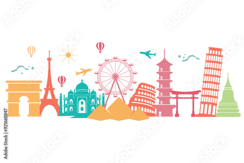 Tour travel around the world illustration