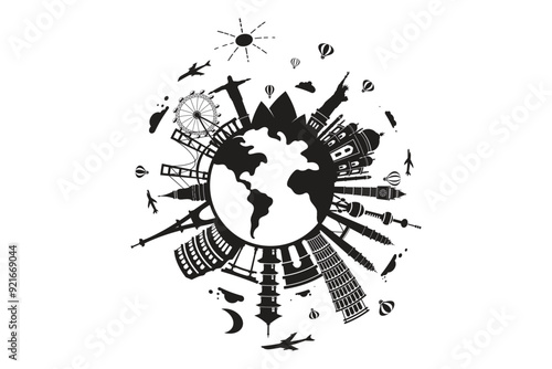 Tour travel around the world illustration