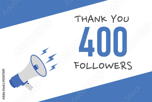 400  followers celebration. Thank you 400 followers congratulation template banner. banner for social 400 friends and followers. celebrate subscribers and followers.

