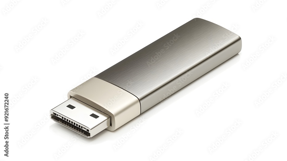 Sleek and Minimalist Modern USB Flash Drive Isolated on White Background Sleek and Minimalist Modern USB Flash Drive Isolated on White Background