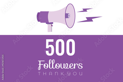 500  followers celebration. Thank you 500 followers congratulation template banner. banner for social 500 friends and followers. celebrate subscribers and followers.
