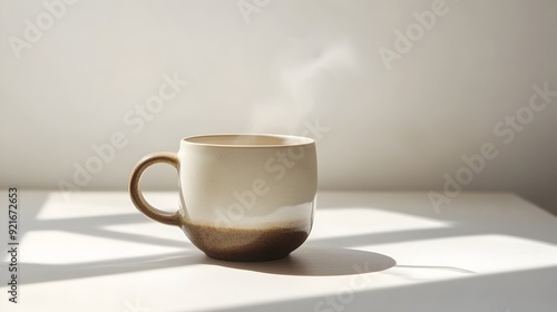 Wallpaper Mural Steaming Ceramic Coffee Mug on White Surface Capturing Minimalist Modern Ambiance Torontodigital.ca