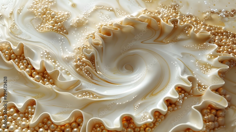 Milk and coffee swirls forming unique art, organic shapes, soothing and creative. Milk and coffee swirls forming unique art, organic shapes, soothing and creative.