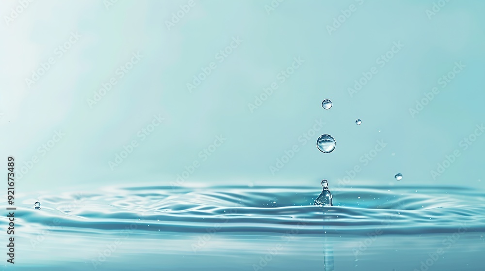 large drop of water on a soft blue clean background large drop of water on a soft blue clean background