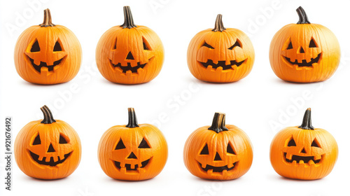 collection halloween pumpkin isolated on white background.