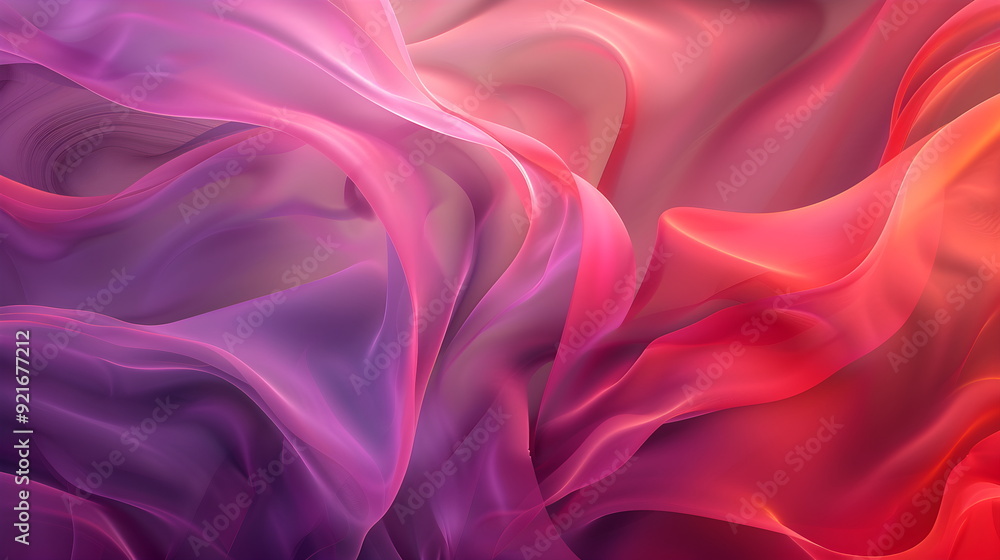 Abstract wave in iridescent neon-rainbow shades, pink, purple, red, blue. Waves of smoke or fabric flying in the wind. Iridescent fabric, holographic texture. Banner background with space for text Abstract wave in iridescent neon-rainbow shades, pink, purple, red, blue. Waves of smoke or fabric flying in the wind. Iridescent fabric, holographic texture. Banner background with space for text