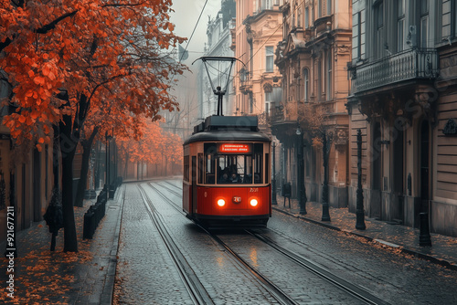 Vintage Tramways Offering Nostalgic City Views from a Bygone Era photo