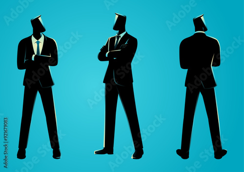 Vector illustration of a businessman standing confidently with his arms crossed