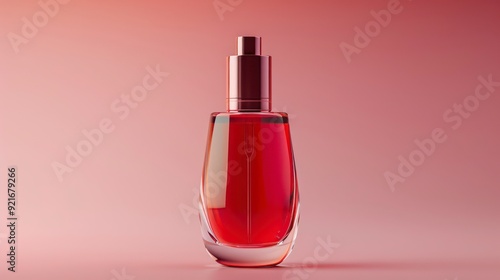 perfume bottle on the flowing water with natural stunning lighting