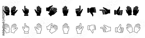 Hands icons vector. Symbols of gesture arms. Hands with different gestures and positions. Vector