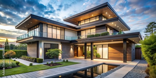 Wallpaper Mural Modern villa with Japanese architectural influence for a unique living experience, Modern, villa, Japanese, architectural Torontodigital.ca