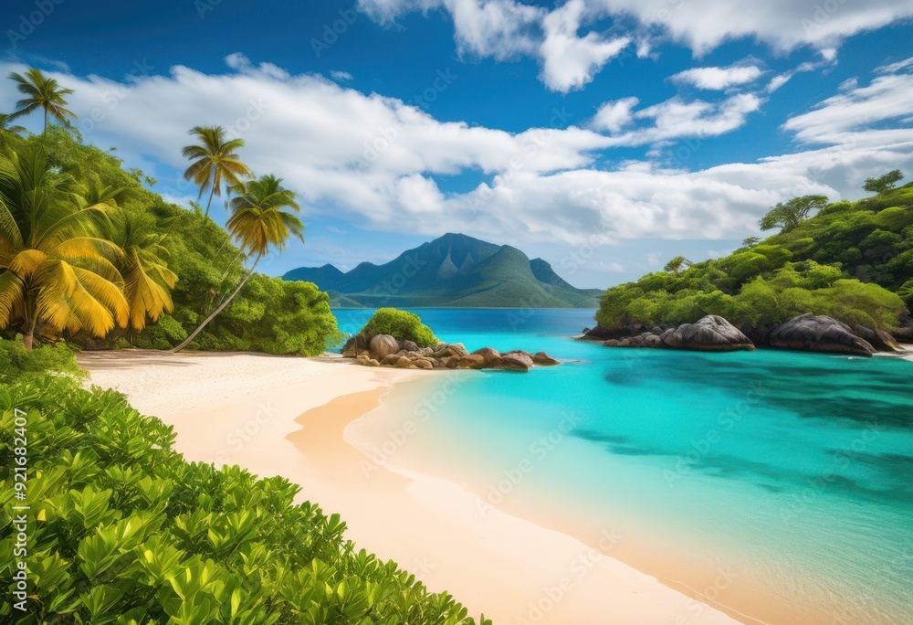 Obraz premium breathtaking landscapes highlighting hidden travel destinations lush mountain pristine scenic vistas awaiting exploration, scenery, nature, beauty, beach