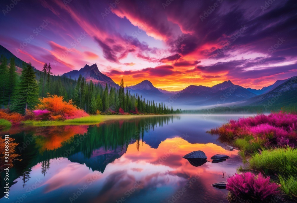 breathtaking sunrise over untouched wilderness showcasing majestic lush vibrant sky colors, vista, mountains, forest, nature, landscape, scenery, beauty breathtaking sunrise over untouched wilderness showcasing majestic lush vibrant sky colors, vista, mountains, forest, nature, landscape, scenery, beauty