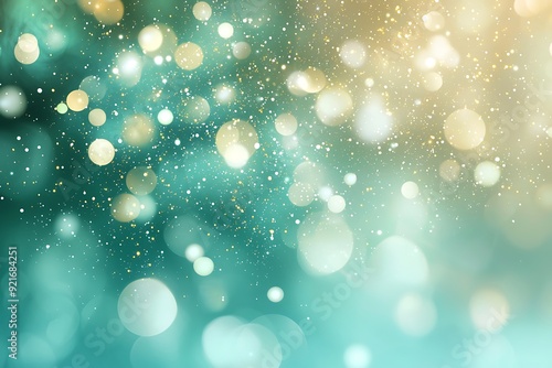 Wallpaper Mural Abstract teal and gold background with bokeh lights and glitter. Torontodigital.ca