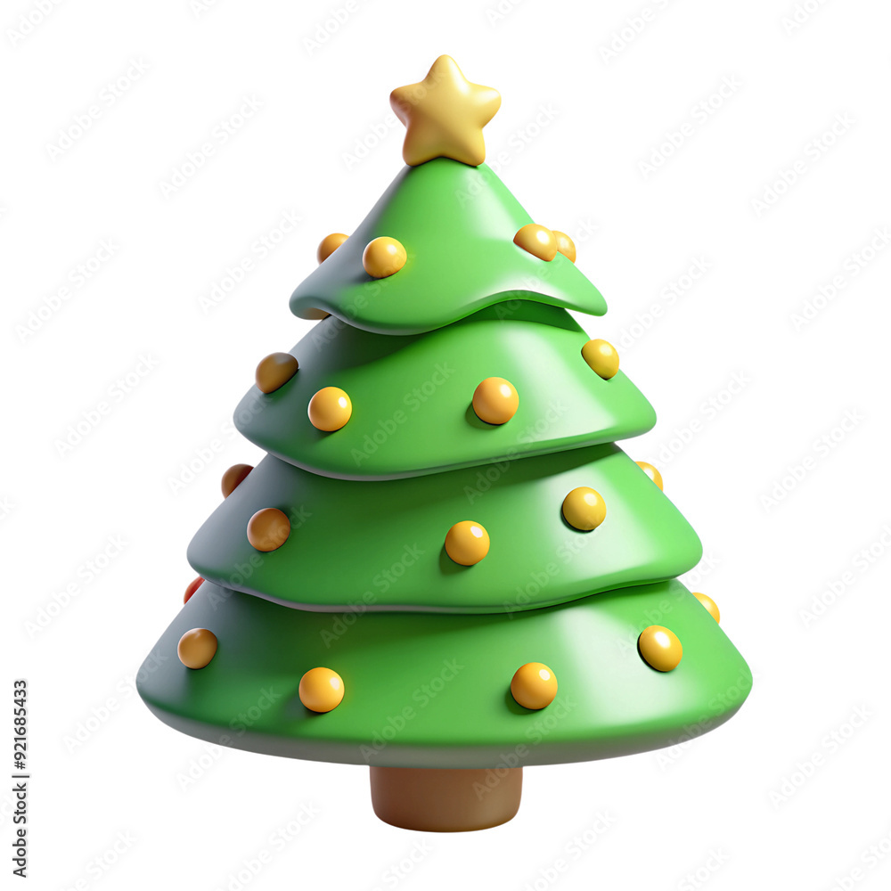 cartoon Christmas tree isolated on a transparent background