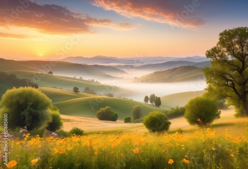 stunning morning landscape showcasing breathtaking views illuminated golden light, illumination, nature, scenery, sunlight, horizon, beauty, tranquility