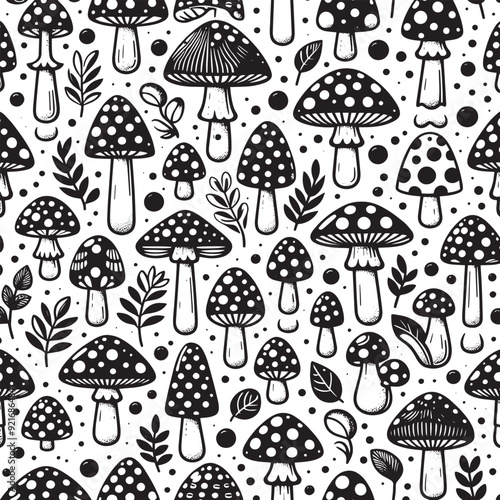 Mushroom Vector Pattern