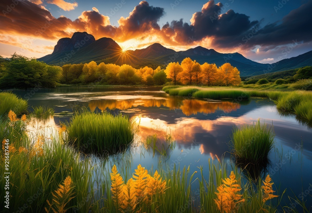 breathtaking landscapes captured during sunrise sunset showcasing vibrant colors natural beauty, nature, sky, clouds, mountains, trees, water, reflection breathtaking landscapes captured during sunrise sunset showcasing vibrant colors natural beauty, nature, sky, clouds, mountains, trees, water, reflection