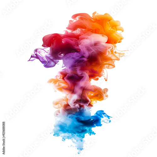 Colorful Smoke Cloud Isolated on Transparent Background