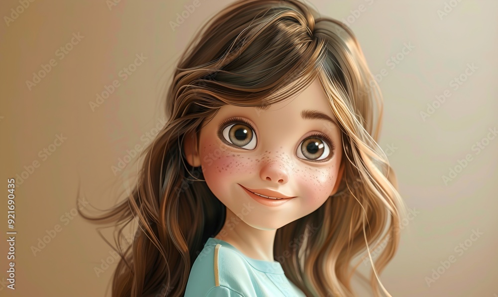 Realistic cartoon human avatar simple beautiful concept on plain background ai generated Realistic cartoon human avatar simple beautiful concept on plain background ai generated