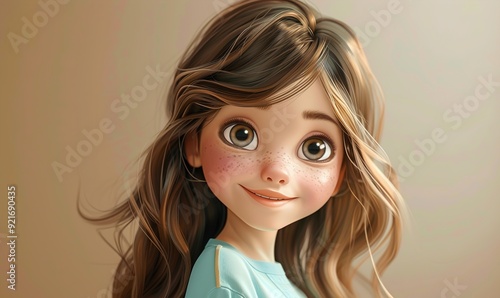 Realistic cartoon human avatar simple beautiful concept on plain background ai generated