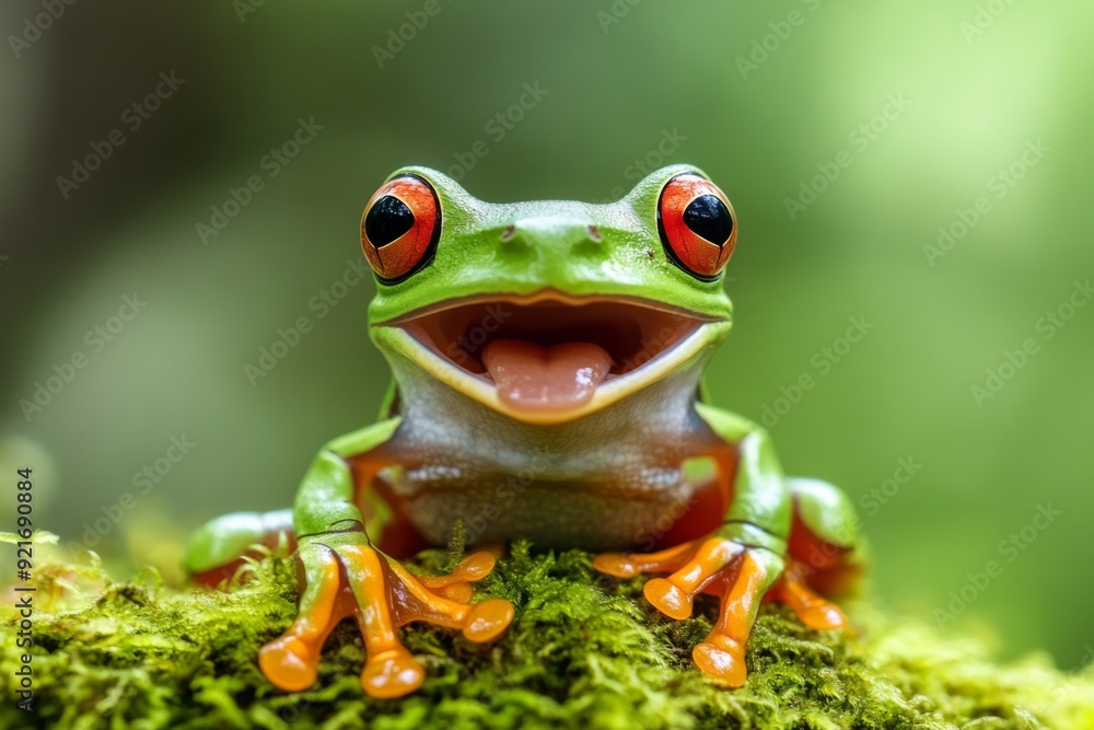 a tree frog sitting on moss a tree frog sitting on moss